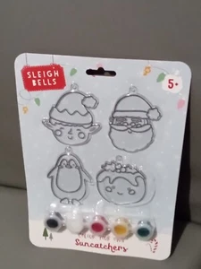 Weihnachtskinder Sonnenfänger selber bemalen 4 Stück Weihnachtsmann, Elfe, Pinguin, Weihnachtspud - Bild 1 von 7