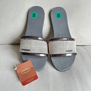 Havaianas You Trancoso Steel Gray Slides Sandals Size 8 NWT - Picture 1 of 3