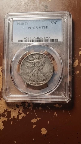 1920 D Walking Liberty Half Dollar PCGS VF35 Perfect Circulated Example     2306 Cover