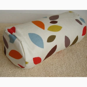 Bolster Cover 8x18 Round Cylinder Cushion Sham Red Orange Leaves Blue Green Grey - Picture 1 of 3