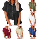 Office ready Women's Shirt Short Sleeve Button up Blouse in Solid Colors
