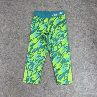 Nike Pro Leggings Niñas Grandes Verde Capris Dri Fit Atlético Informal Juvenil 22x17.5 Foto 1 de 4