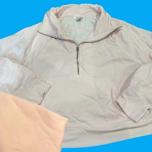 Danskin Sweatshirt Womens XL 1/4 Zip Pockets Athletic Pink Athleisure Pull Over - Picture 1 of 12