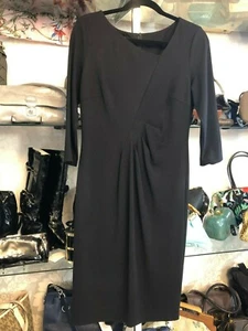 ESCADA 3/4 Sleeve Pleated Front Black Dress Style#5015995 Sz 40/US 10 $1075  - Picture 1 of 7