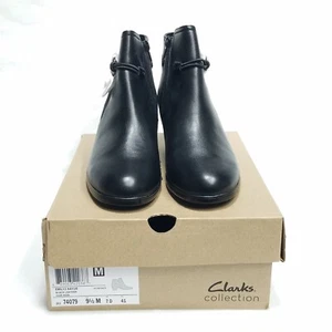 Clarks Emily 2 Kaylie Leather Ankle Boots Sz 9.5 Medium Comfort Shoes Slip On - Picture 1 of 17
