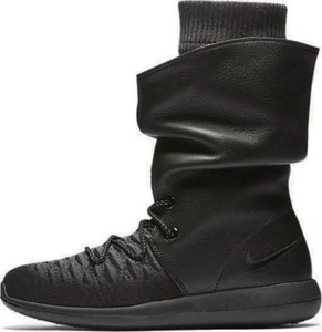 Nike Roshe Two Flyknit Hi 861708-001 Black/Dark Grey Wmn Sz 6 Boots - Picture 1 of 8