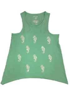 Girls Mint Green Blue Sequin SeahorseTank Top Fish Themed Shirt - Picture 1 of 1