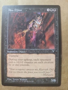 MTG Magic the Gathering Aku Djinn Visions Black Rare (Terese Nielsen) English LP - Picture 1 of 1