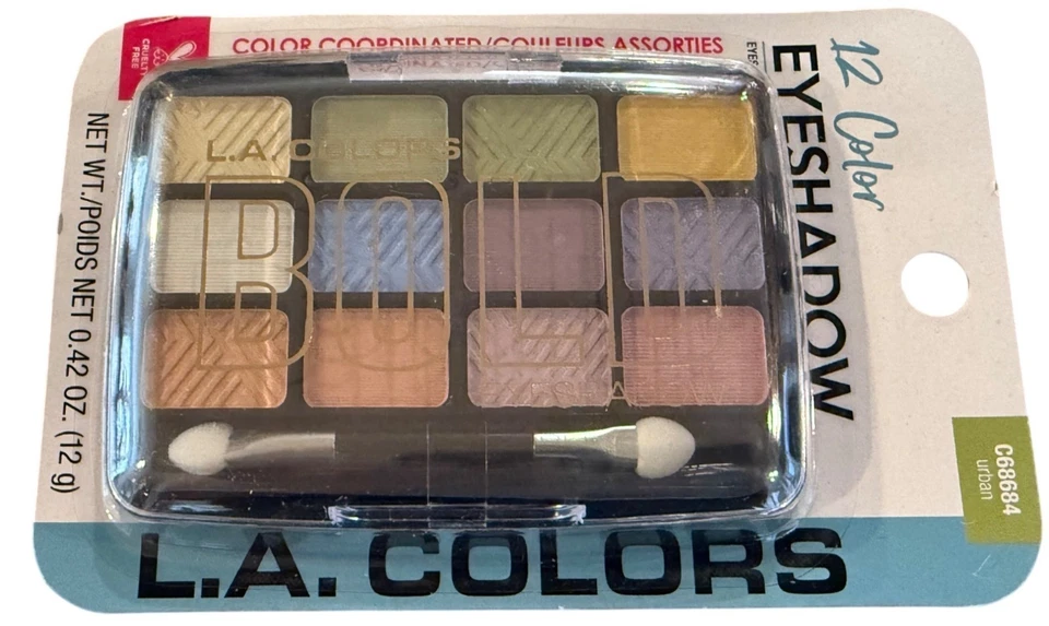 L.A. COLORS 12 Color Eyeshadow Palette C68684 URBAN Bold Colors Coordinated - Image 1 of 1