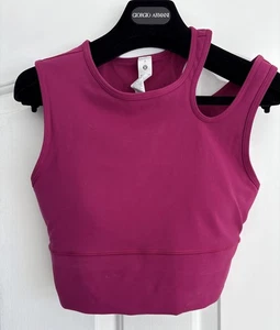 Sujetador sin mangas recortado Lululemon Mastered Motion talla 6 magenta incorporado - Imagen 1 de 8
