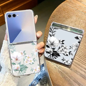 Flowers Shockproof Case For Samsung Galaxy Z Flip7 Flip6 Flip5 Flip4 Clear Cover - Picture 1 of 18