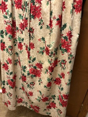 Vintage VIP Cranston Cotton Fabric Christmas Poinsettias 48” Curtain Panels 6 - Image 1 of 4