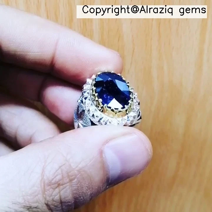 原版非洲黄色蓝宝石稀有 Pukhraj 石纯银戒指 — 第 1/4 张图片