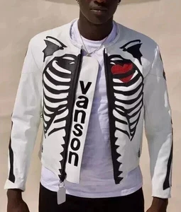 Chaqueta de cuero esqueleto blanco - pieza llamativa - Imagen 1 de 4