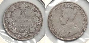 1921 Canada 25¢ Silver Coin in Circulated Condition -- A Nice-Looking Coin - Picture 1 of 1