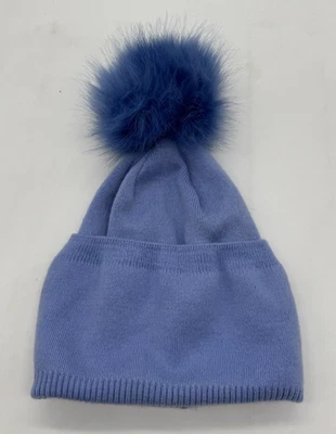 Новый Kyi Kyi женщин кашемир смесь искусственного меха Pom Pom шляпа синий новый с Ярлыками - Изображение 1 из 4