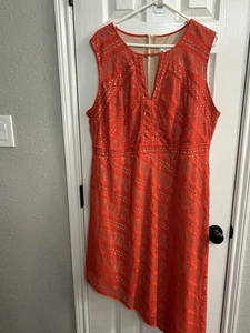 Bisou Bisou Michele Bohbot orange Schlüsselloch asymmetrisches Kleid Größe 20 W gebraucht, in einwandfreiem Zustand - Bild 1 von 7