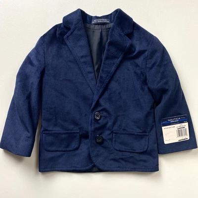Blazer Nautica Velour Pata de Gallo Niños Talla 2T Traje Chaqueta Azul Marino NUEVO 2 Foto 1 de 4