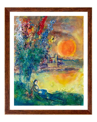 Марк Шагал - Красная Луна на мысе Антиб, художественная гравюра жикле, подарок для влюбленных - Изображение 1 из 4