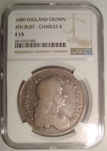 1680 England, Charles II Silver Crown London Mint NGC F15 - Picture 1 of 4