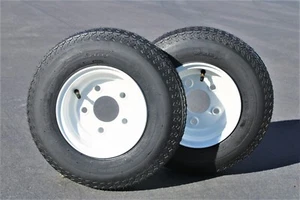 Trailer Tires 480-8 (4.80x8) with 8" White 5 Lug Rims Load Range C 6PR Set Of 2