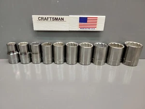 Juego de enchufes estándar Craftsman 1/2"" Dr. 10 piezas SAE 7/16"" - 1"" NUEVO DE LOTE ANTIGUO EE. UU. - Imagen 1 de 6