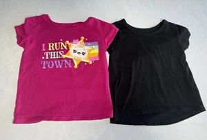 The Children’s Place T Shirt Set Of 2 Short Sleeve Top Pink Star Black Girls 2T - Picture 1 of 7