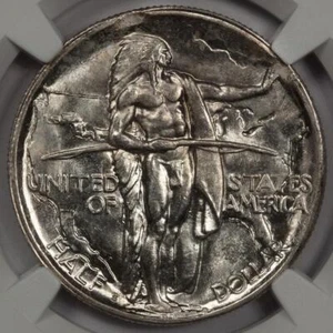 1926 S NGC MS65 Double Curved Clips Oregon Trail Silver Half Dollar Mint Error - Picture 1 of 4