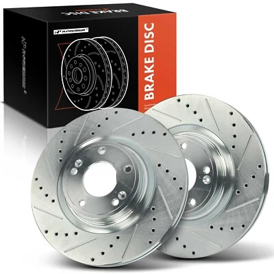 A-Premium 2Pcs Front Drilled Brake Rotors for Hyundai Genesis Coupe 2010- 2016 - Image 1 of 4