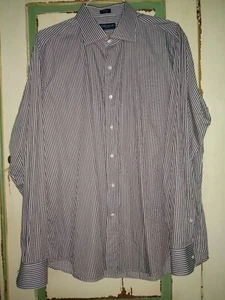 PETER MILLAR COLLECTION Long Sleeve Shirt XL 17/17½ 100%Cotton Brown/White/Blue - Picture 1 of 9