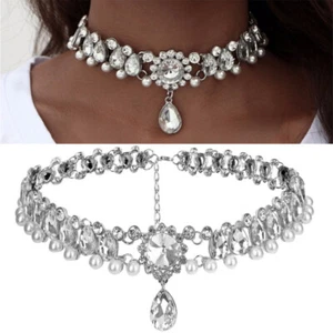 diamond choker Diamond Choker Necklace Women Crystal Chocker Rhinestones Miss - Picture 1 of 11