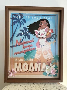Rare HTF 2018 Disney Moana Poster Picture and Wooden Frame; Preowned - Picture 1 of 17