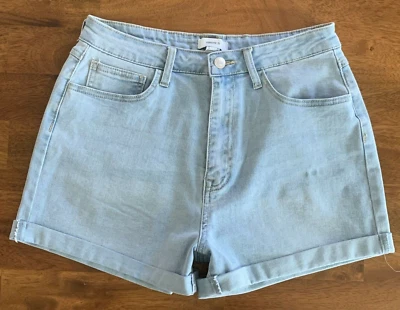 Pantalones Cortos De Colección Forever 21 Talla 30 Denim Envejecidos Elastizados Tiro Medio Azul Foto 1 de 4