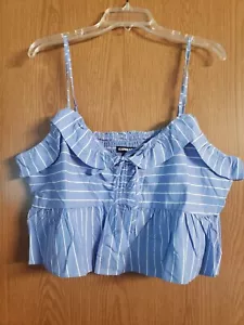 Express Women's Blue Crop Ruffle Tank Top Sleeveless Size XL NWT - Picture 1 of 3
