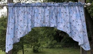 Christmas Bird Swags Wintertime Chickadees Snow Curtain Valance Swag Set - Picture 1 of 4