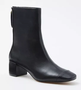 NEU ANN TAYLOR SCHWARZ CAP TOE LEDER BLOCKABSATZ BOOTIES STIEFEL GRÖSSE 8,5 - Bild 1 von 4