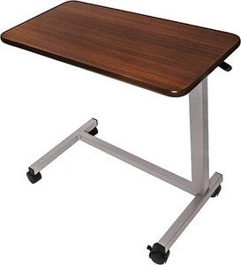 Adjustable Overbed Bedside Table With Wheels for Hospital/Home Use, FSA/HSA - Picture 1 of 8