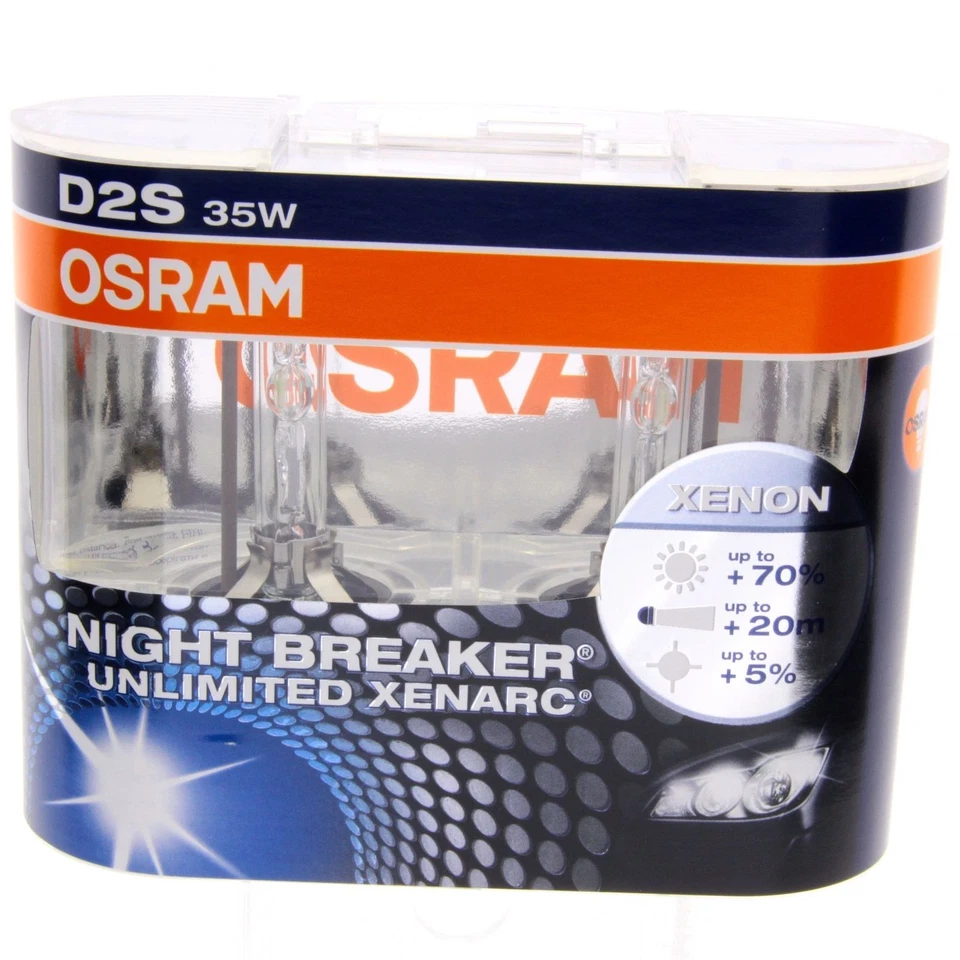 2x Original Osram Xenon Brenner Birne D2S Night Breaker Unlimited +70% Licht #36 - Bild 1 von 1
