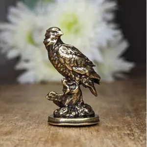 Handmade Brass Eagle Figurine - Miniature Bird Sculpture Collectible Vintage - Picture 1 of 10