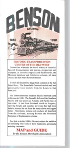 BENSON ARIZONA 1880 1996 TRANSPORTATION CENTER OF THE WEST MAP + GUIDE - Picture 1 of 1