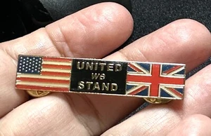Pin de corbata de colección banderas Estados Unidos e Inglaterra Gran Bretaña Reino Unido United We Stand 9/11 - Imagen 1 de 6