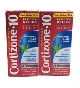 (2) Cortizone•10 Maximum Strength Fast Itch Relief Soothing Aloe Creme, Exp 4/27 - Picture 1 of 3