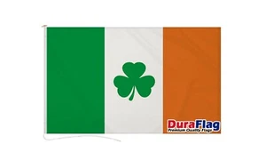 IRELAND WITH SHAMROCK EIRE FLAG (150cm X 90cm) DURAFLAG with CLIPS / HOOKS - Foto 1 di 6