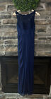 David's Bridal Womens Bridesmaid Dress Size 0 Blue Marine Lace Sleeveless Formal