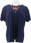 Iman City Chic 2Pc Tee Necklace Navy Yellow Xs New (80)