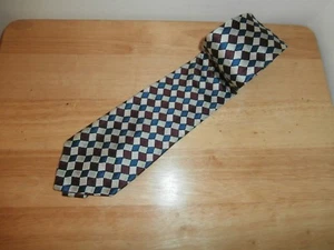 Classy Aquascutum of London Diamonds Shapes Silk Tie Blue, Red & Silver - Picture 1 of 4