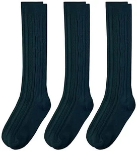 Big Girls' School Uniform Acrylic Cable Knee High Pack of 3 Hunter X-Large - Picture 1 of 4
