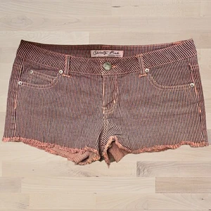 Celebrity Pink Low Rise Striped Denim Cut-Off Shorts Size 7 - Picture 1 of 3
