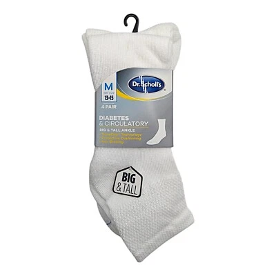Calcetines tobilleros blancos TempRITE circulatorios para diabetes DR. Scholls para hombre 4 pares Foto 1 de 2