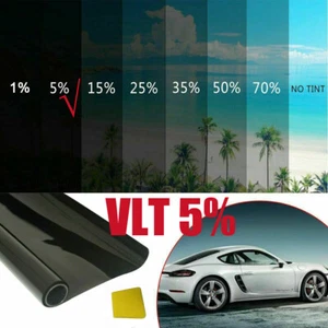 BLACK WINDOW TINT FILM CAR VAN BUS TINTING DARK SMOKE SHADES VLT 5% 75cm x 6M - Picture 1 of 14